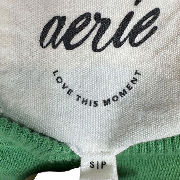 Aerie Green "ski resort" distressed crewneck oversized sweater Size Small - Picture 3 of 14